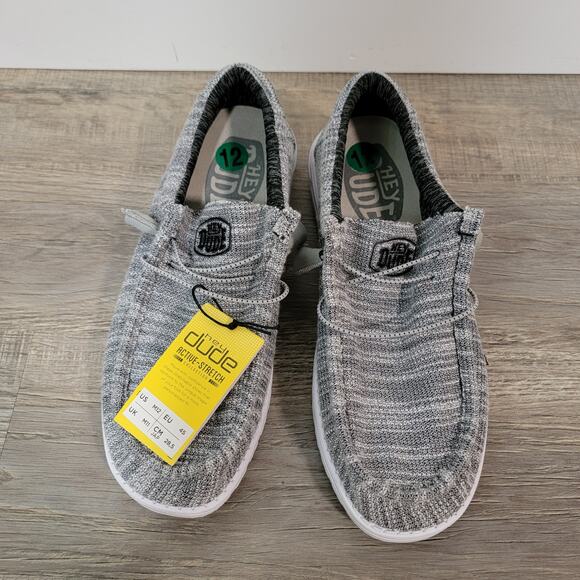 NEW Hey Dude Mens Size 12 Wally Stretch Mix Shoes Granite Gray Slip On Casual - Picture 2 of 9